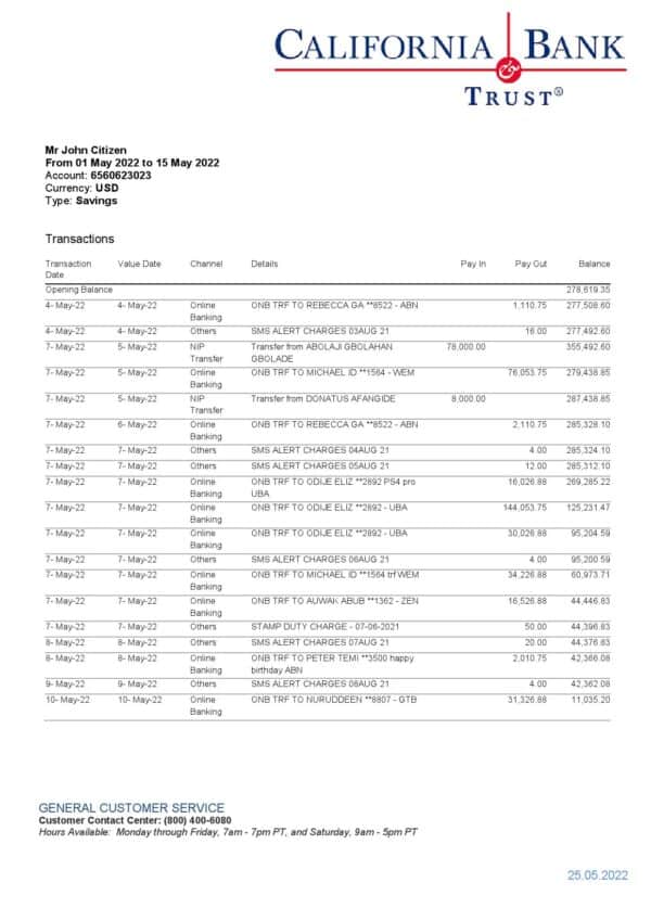 USA-California-Bank-Trust-bank-statement-Word-and-PDF-template.jpg USA California Bank Trust bank statement, Word and PDF template