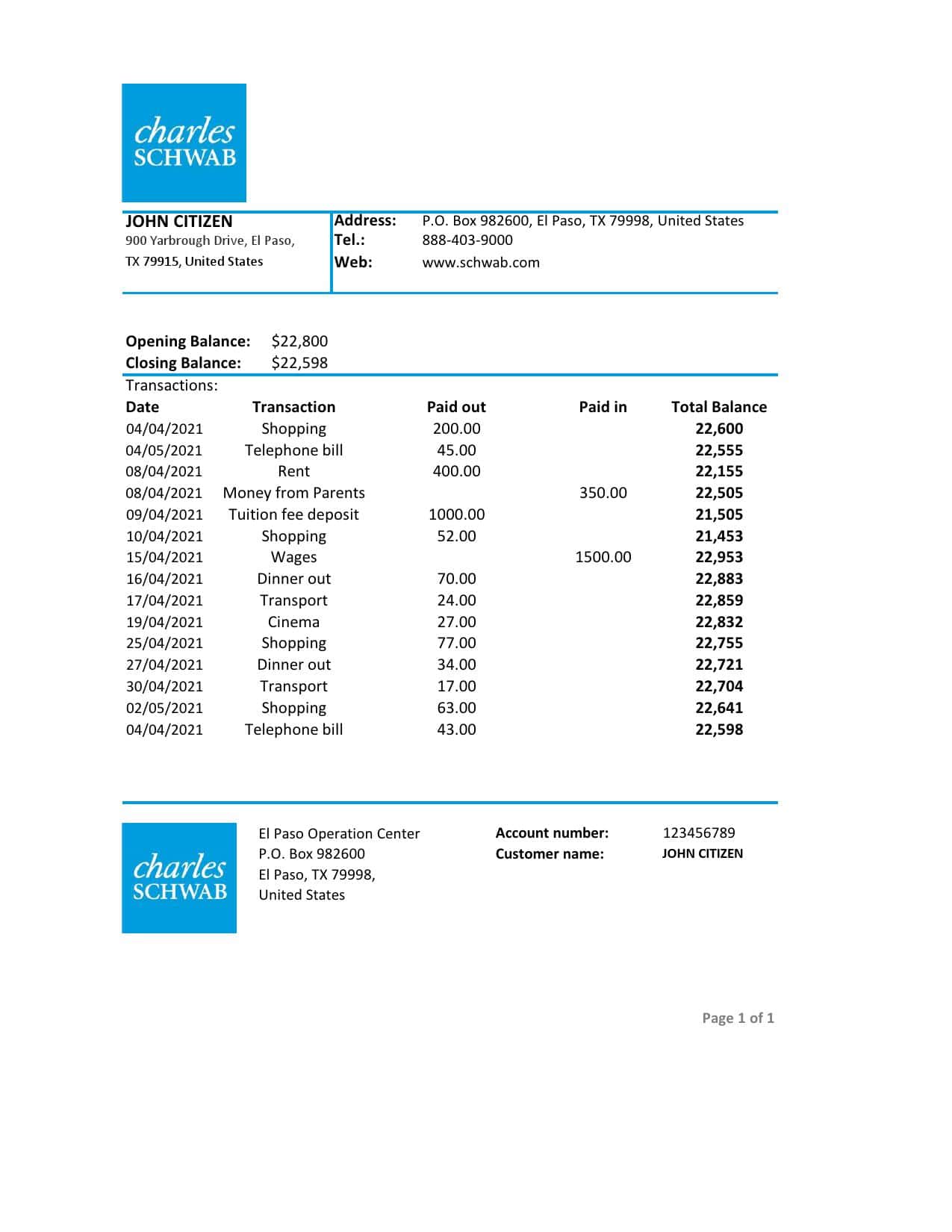 USA-Charles-Schwab-Co_000001.jpg USA Charles Schwab & Co bank statement easy to fill template in .xls and .pdf file format