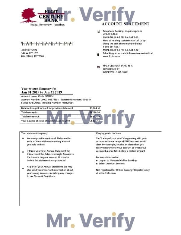 USA-Georgia-Gainesville-First-Century-bank-proof-of-address-statement-template-in-Word-and-PDF-format.jpg USA Georgia Gainesville First Century bank proof of address statement template in Word and PDF format