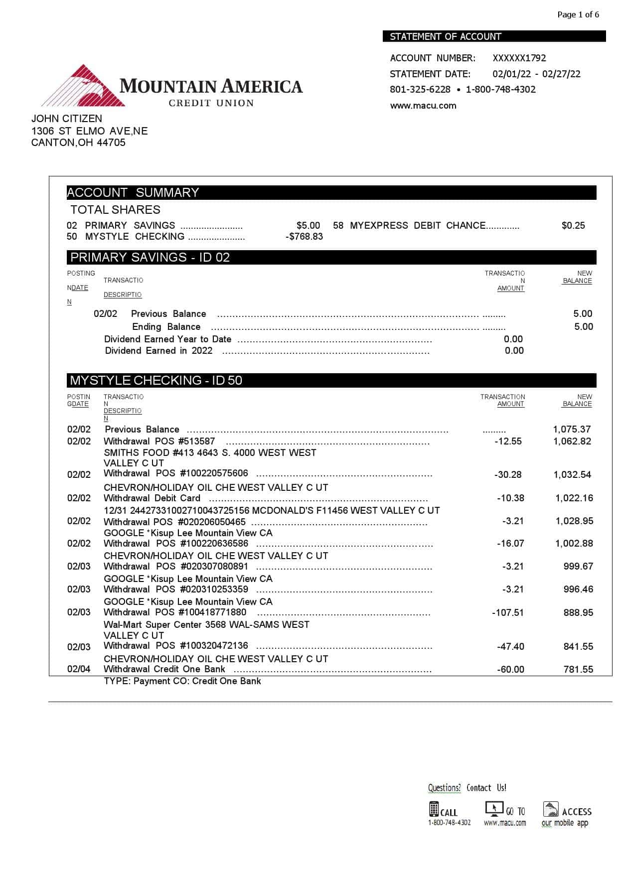 USA-Mountain-America-Credit-Union-bank-statement-Word-and-PDF-template-6-pages-1-1.jpg USA Mountain America Credit Union bank statement, Word and PDF template, 6 pages