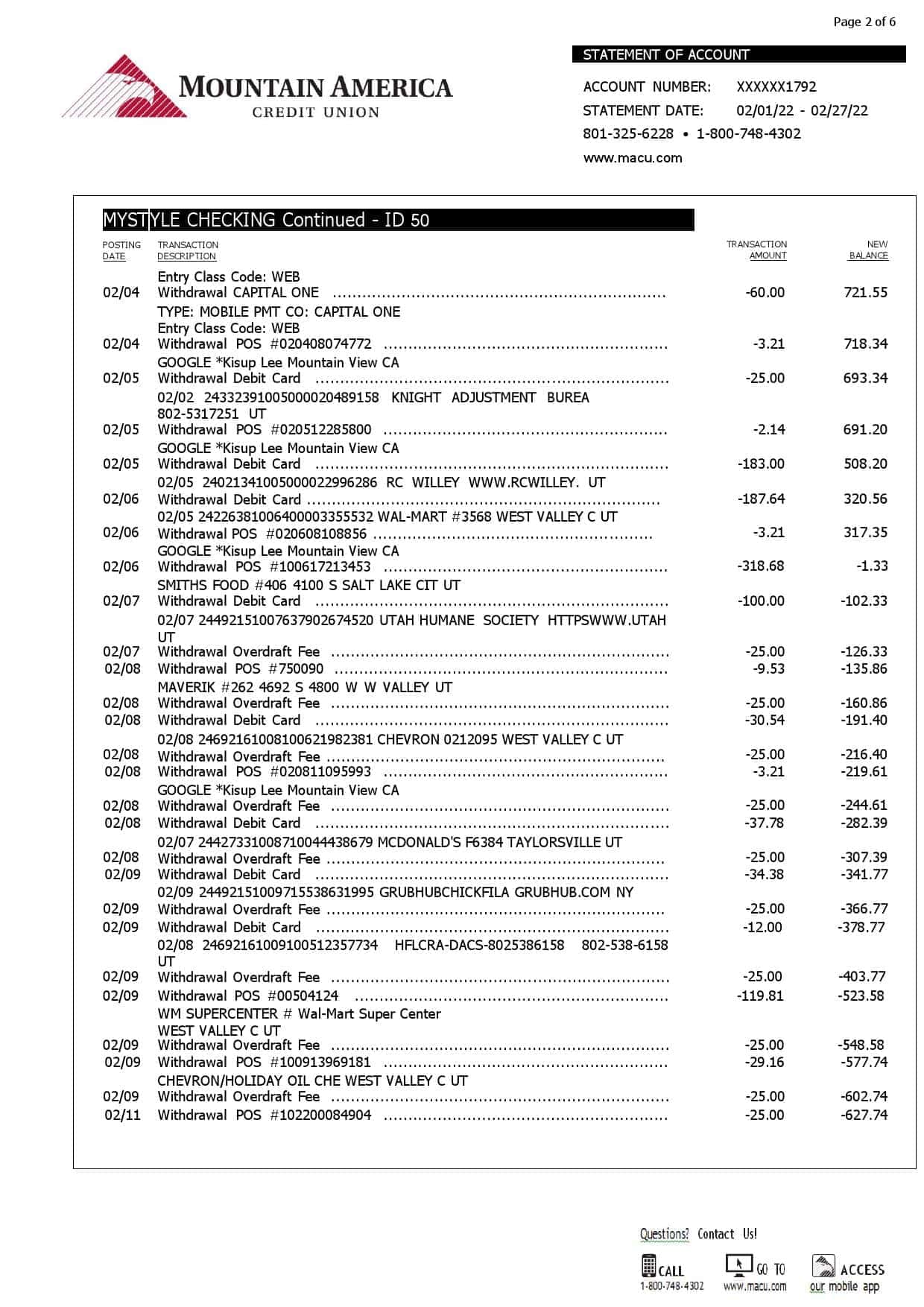 USA-Mountain-America-Credit-Union-bank-statement-Word-and-PDF-template-6-pages-2.jpg USA Mountain America Credit Union bank statement, Word and PDF template, 6 pages - Image 2