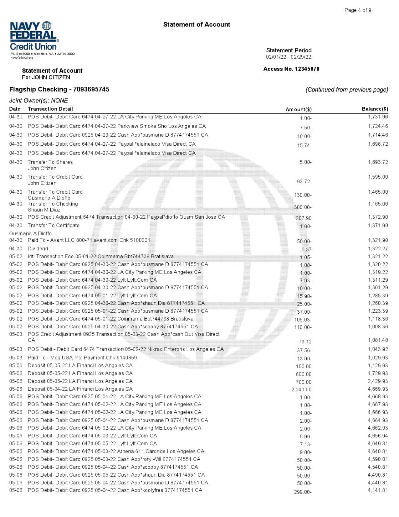 USA-Navy-Federal-bank-statement-Word-and-PDF-template-9-pages-4.jpg USA Navy Federal bank statement, Word and PDF template, 9 pages - Image 4