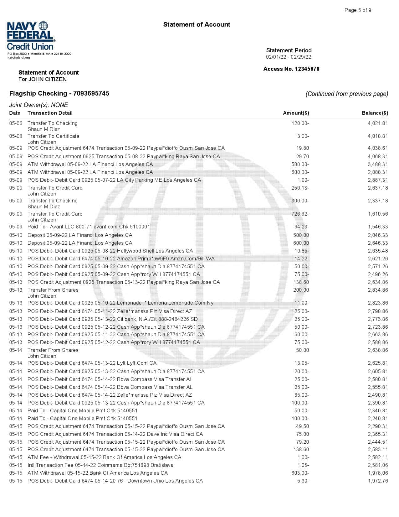 USA-Navy-Federal-bank-statement-Word-and-PDF-template-9-pages-5.jpg USA Navy Federal bank statement, Word and PDF template, 9 pages - Image 5