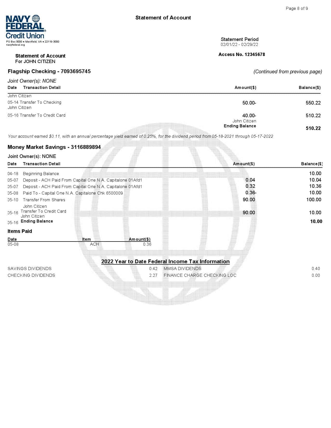 USA-Navy-Federal-bank-statement-Word-and-PDF-template-9-pages-8.jpg USA Navy Federal bank statement, Word and PDF template, 9 pages - Image 8