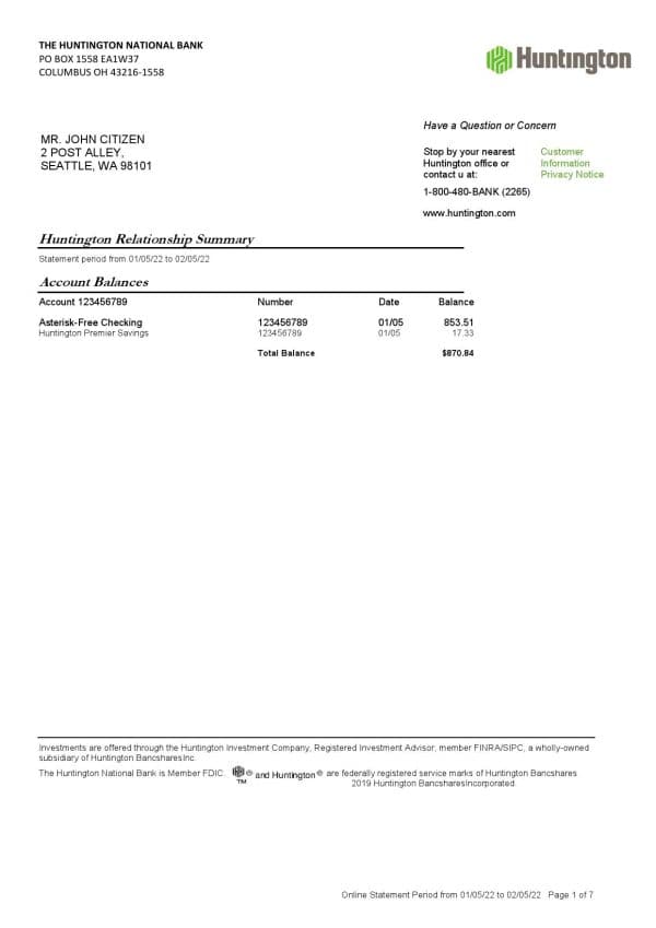 USA-Ohio-Huntington-bank-statement-Word-and-PDF-template-7-pages-1.jpg USA Ohio Huntington bank statement Word and PDF template, 7 pages