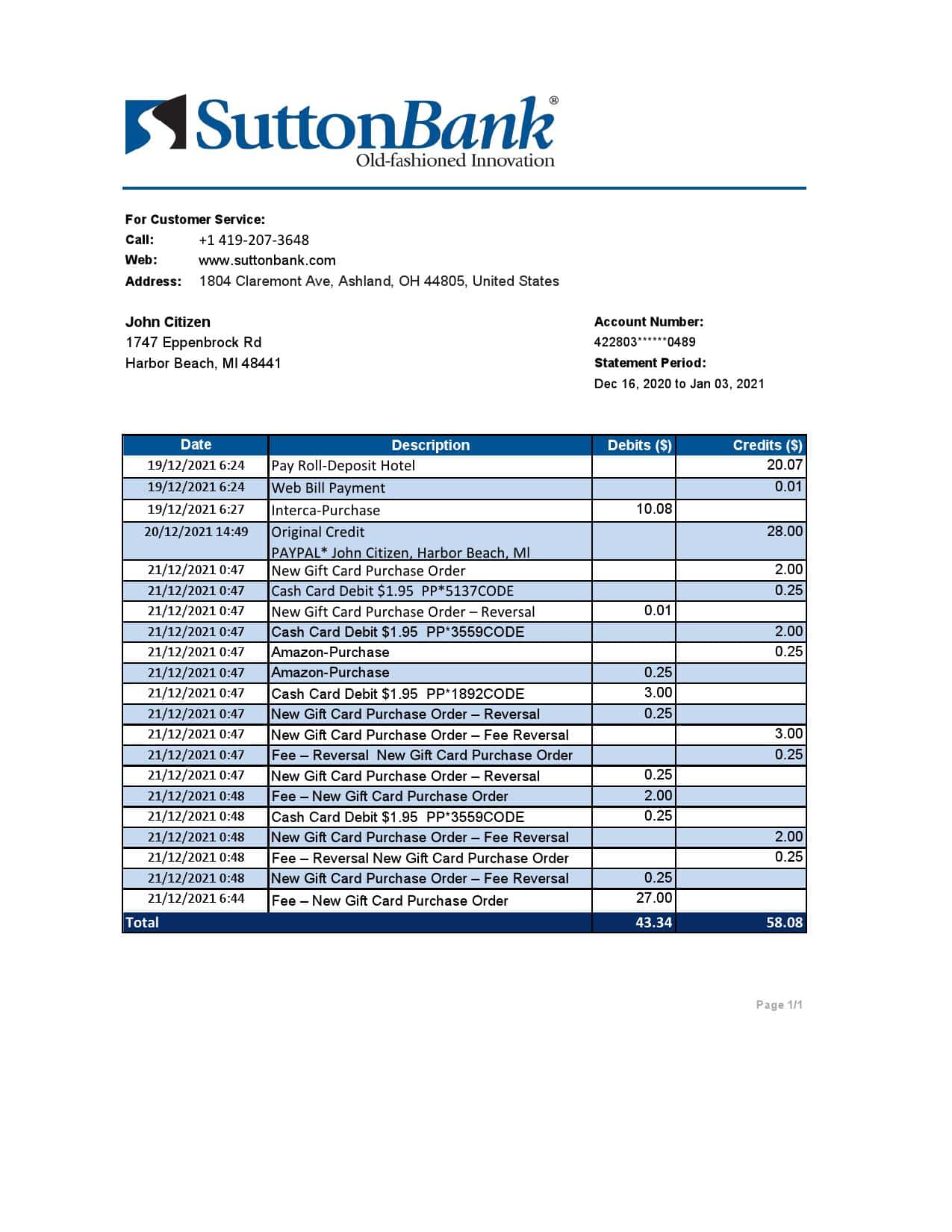 USA-Sutton-Bank_000001.jpg USA Ohio Sutton Bank statement template in .xls and .pdf file format