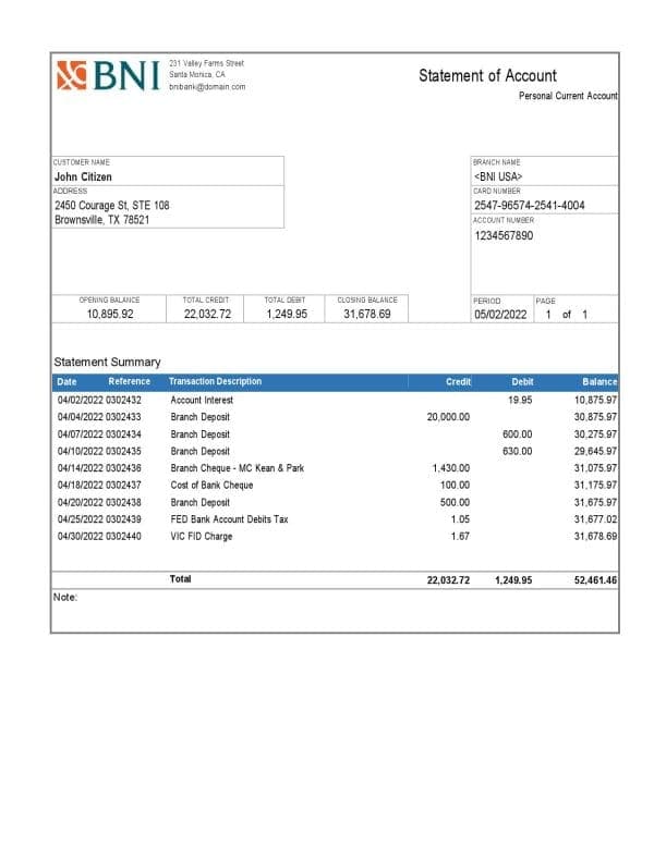 USA-Texas-BNI-bank-account-statement-Word-and-PDF-template.jpg USA Texas BNI bank account statement Word and PDF template