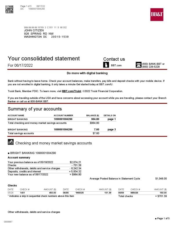 USA-Washington-BBT-bank-statement-Word-and-PDF-template-5-pages-1.jpg USA Washington BB&T bank statement Word and PDF template, 5 pages