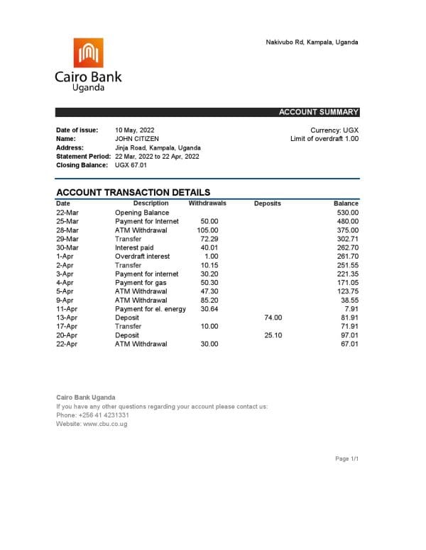 Uganda-Cairo-bank-statement-Excel-and-PDF-template.jpg Uganda Cairo bank statement, Excel and PDF template