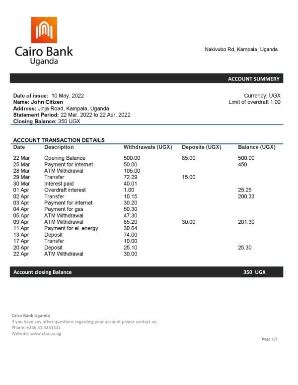 Uganda-Cairo-bank-statement-template-in-Word-and-PDF-format.jpg Uganda Cairo bank statement template in Word and PDF format