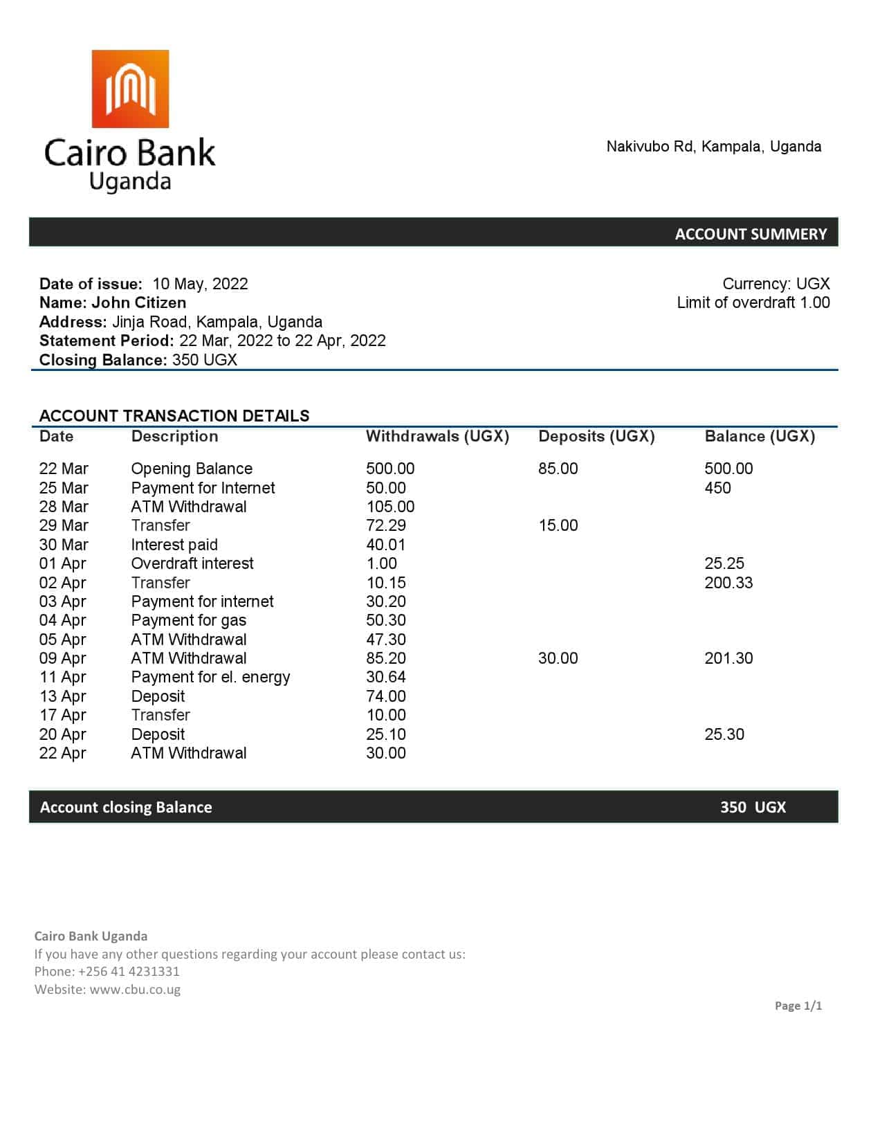 Uganda-Cairo-bank-statement-template-in-Word-and-PDF-format.jpg Uganda Cairo bank statement template in Word and PDF format