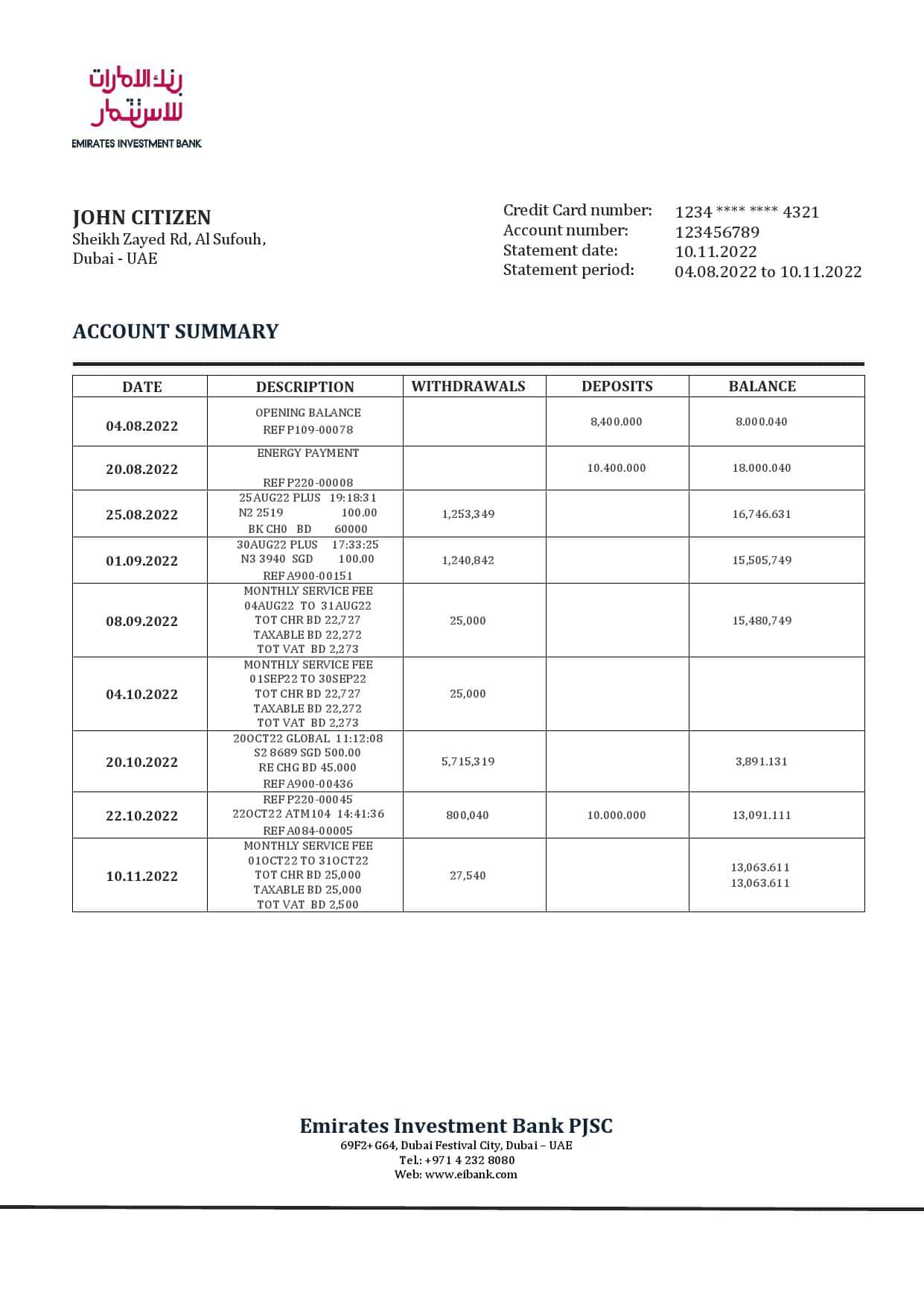 United-Arab-Emirates-Emirates-Investment-Bank-statement_000001.jpg United Arab Emirates Investment Bank statement template in Word and PDF format