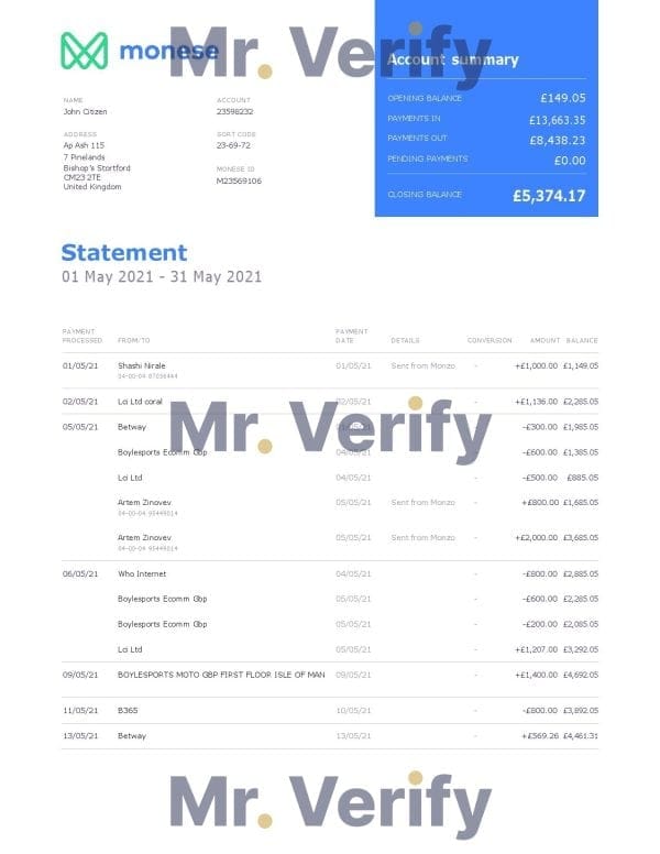 United-Kingdom-Monese-bank-statement-template-in-Word-and-PDF-format-2-pages-1.jpg United Kingdom Monese bank statement template in Word and PDF format, 2 pages