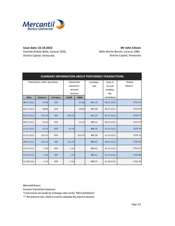 Venezuela-Mercantil-bank-statement-Excel-and-PDF-template.jpg Venezuela Mercantil bank statement, Excel and PDF template