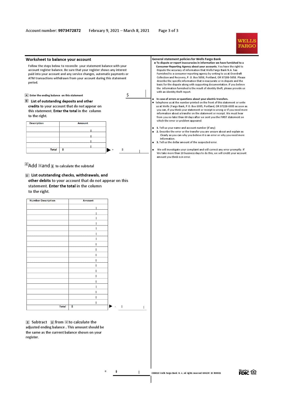Wells-Fargo-3-p_000003.jpg USA Wells Fargo bank statement template in .xls and .pdf file format, 3 pages - Image 3