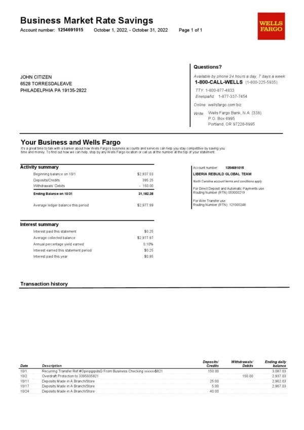Wells-Fargo-Bank_000001.jpg USA Wells Fargo bank statement Word and PDF template, version 2