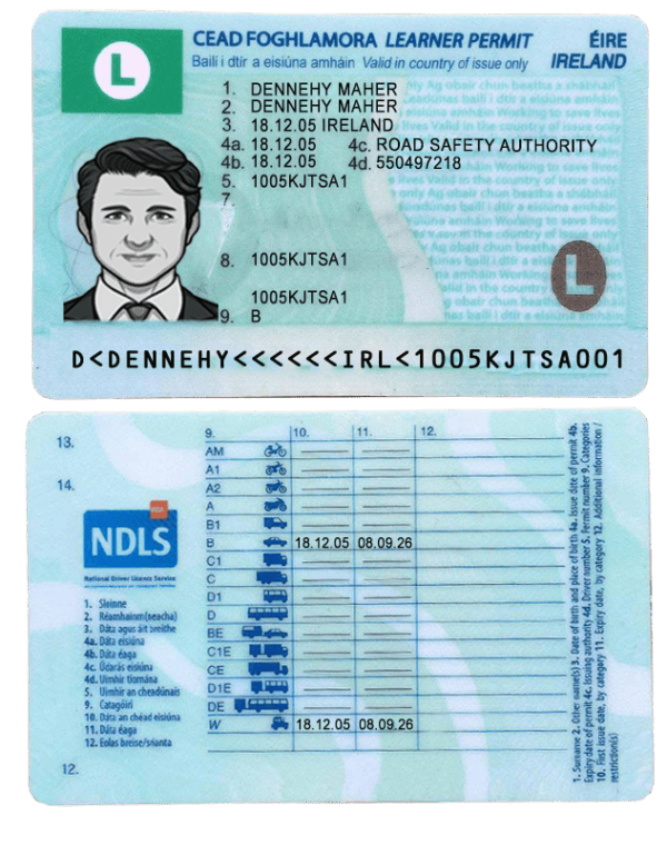 Ireland Driver License Template new version