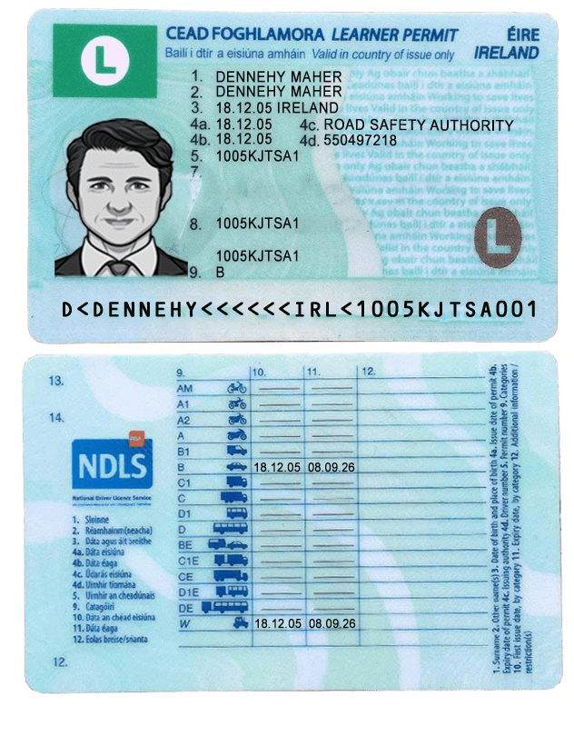 ire Ireland Driver License Template new version