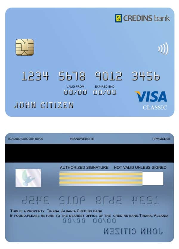 Albania Credins bank visa debit card