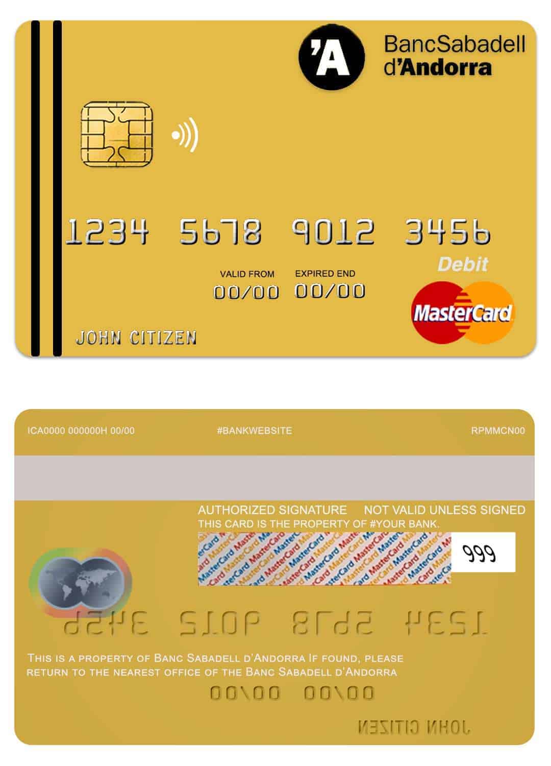 Andorra Bank Sabadell mastercard Editable Andorra Bank Sabadell mastercard Templates in PSD Format