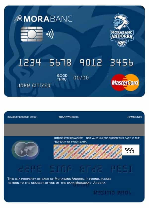 Editable Andorra Morabank mastercard Templates