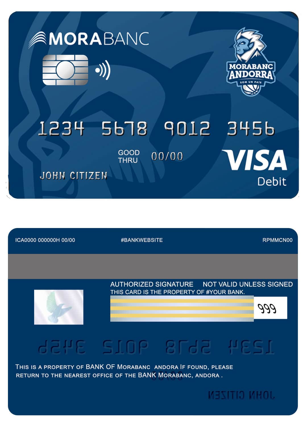 Andorra Morabank visa debit card Fillable Andorra Morabank visa debit card Templates | Layer-Based PSD