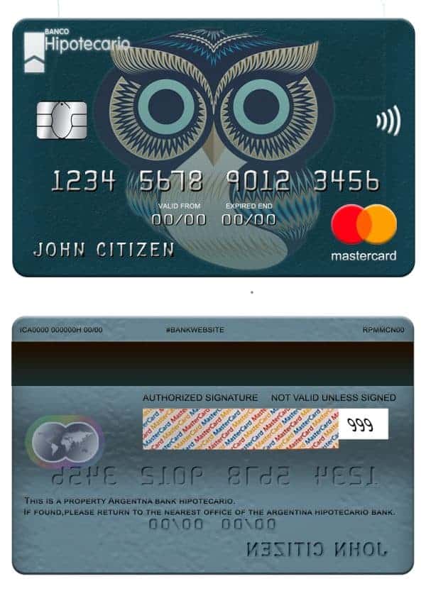 Argentina Hipotecario bank mastercard Editable Argentina Hipotecario bank mastercard Templates in PSD Format