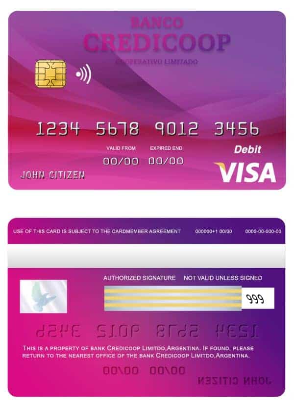 Fillable Argentina bank Credicoop bank visa credit card Templates