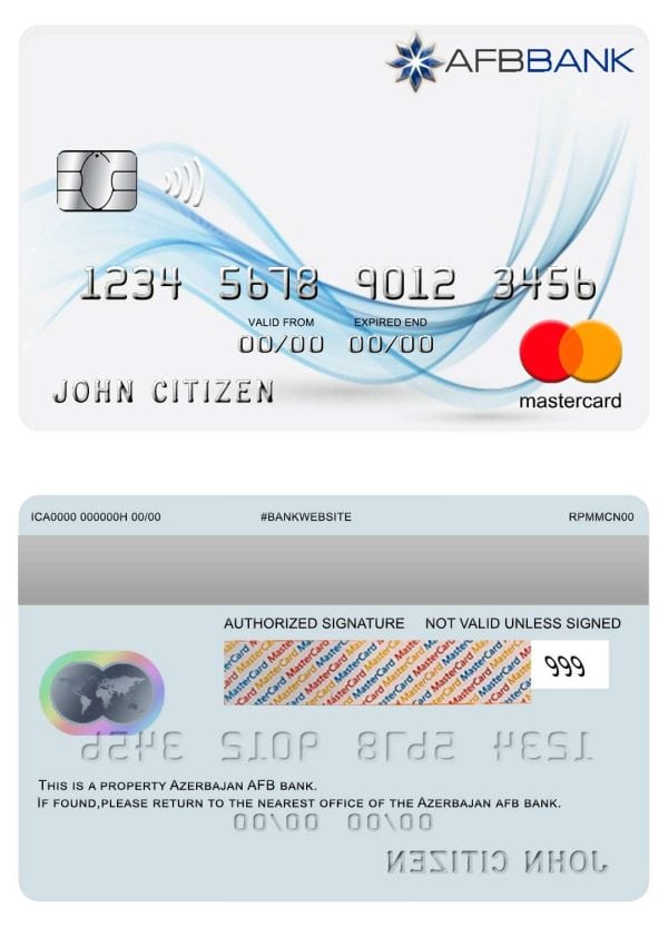 Azerbaijan AFB bank mastercard Fillable Azerbaijan AFB bank mastercard Templates