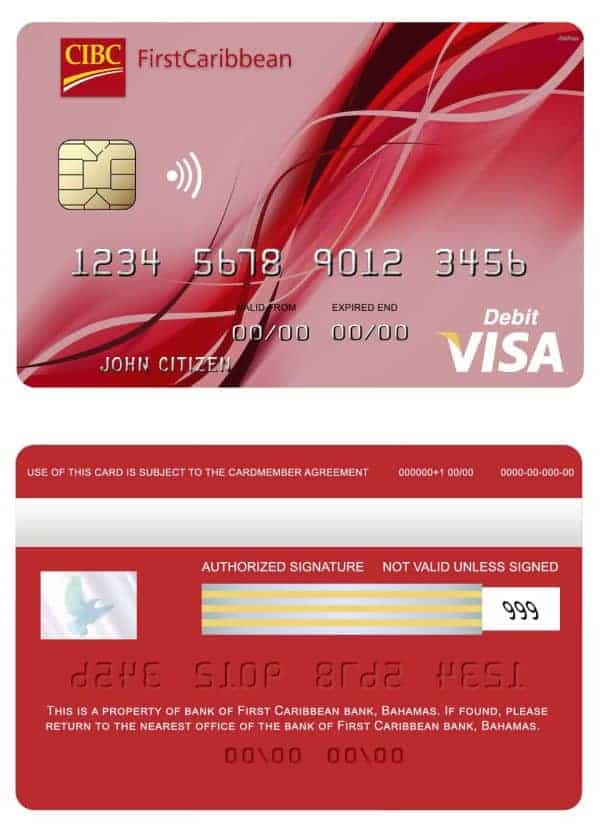Bahamas First Caribbean bank visa debit card Editable Bahamas First Caribbean bank visa debit card Templates