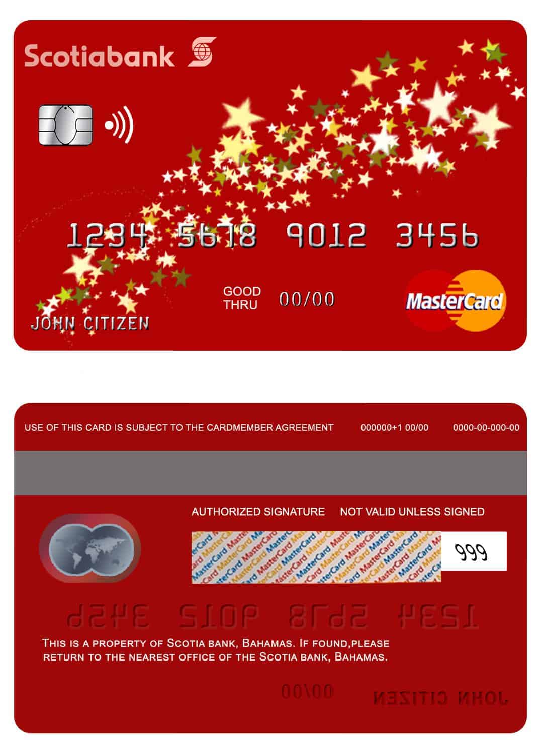 Bahamas Scotia bank mastercard Editable Bahamas Scotia bank mastercard