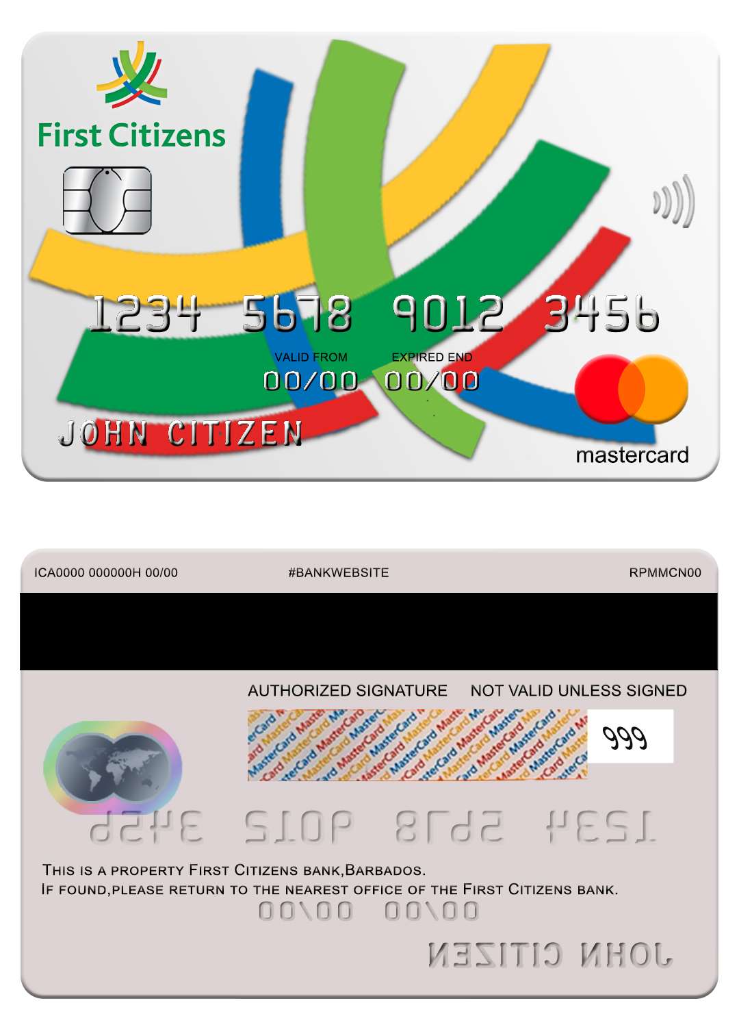 Barbados first Citizens bank mastercard Editable Barbados first Citizens bank mastercard Templates