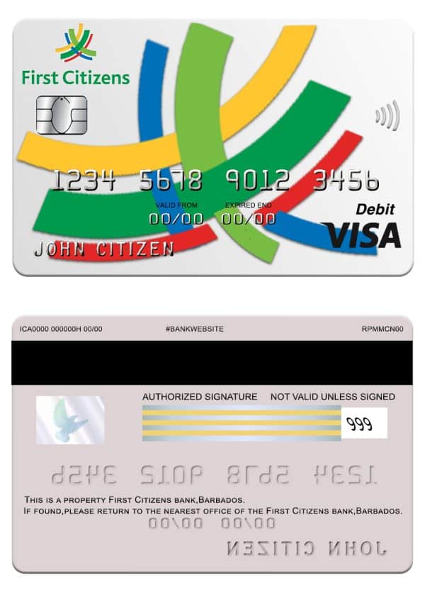 Barbados first Citizens bank visa card Editable Barbados first Citizens bank visa card Templates