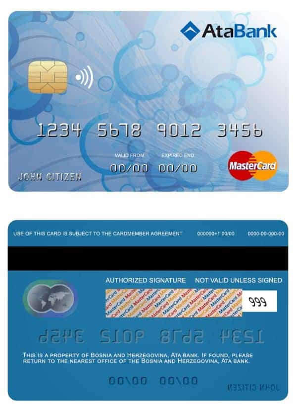 Bosnia and Herzegovina Ata bank mastercard Fillable Bosnia and Herzegovina Ata bank mastercard Templates