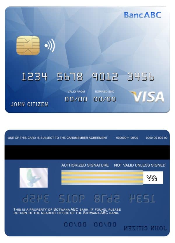 Bostwana ABC bank visa card Editable Bostwana ABC bank visa card Templates