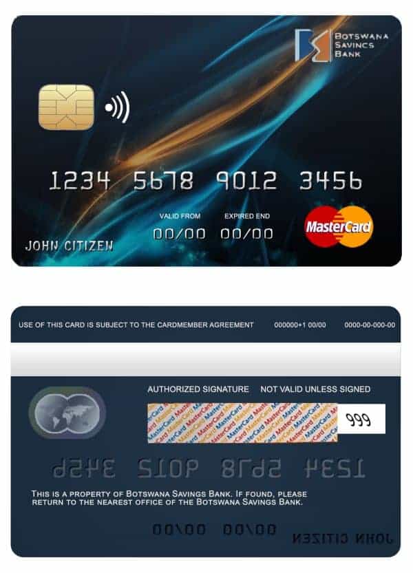 Botswana Savings bank mastercard Fillable Botswana Savings bank mastercard Templates
