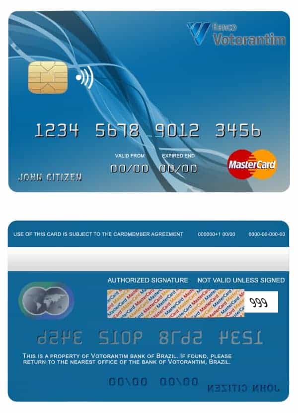 Brazil Votorantim bank mastercard credit card Fillable Brazil Votorantim bank mastercard credit card Templates