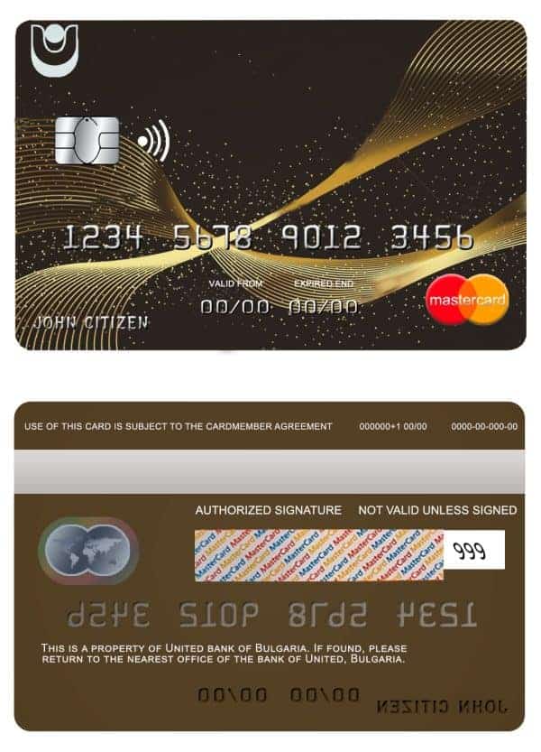 Bulgaria United Bank mastercard credit card Fillable Bulgaria United Bank mastercard credit card Templates