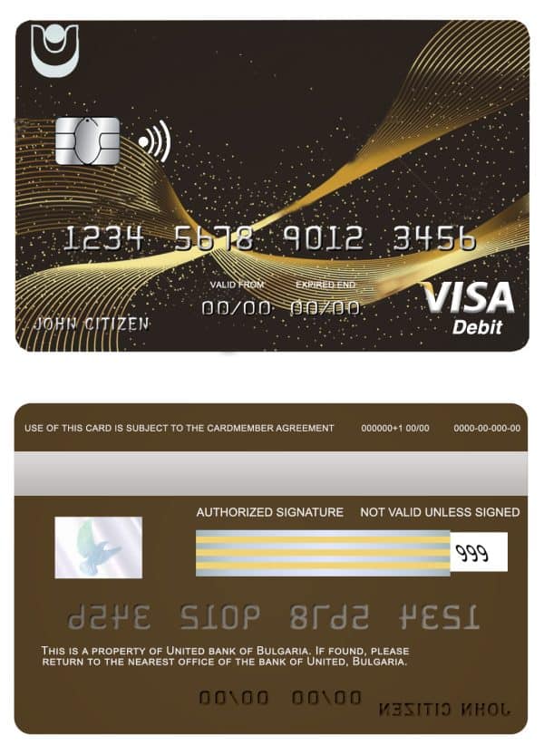 Bulgaria United Bank visa credit card Editable Bulgaria United Bank visa credit card Templates