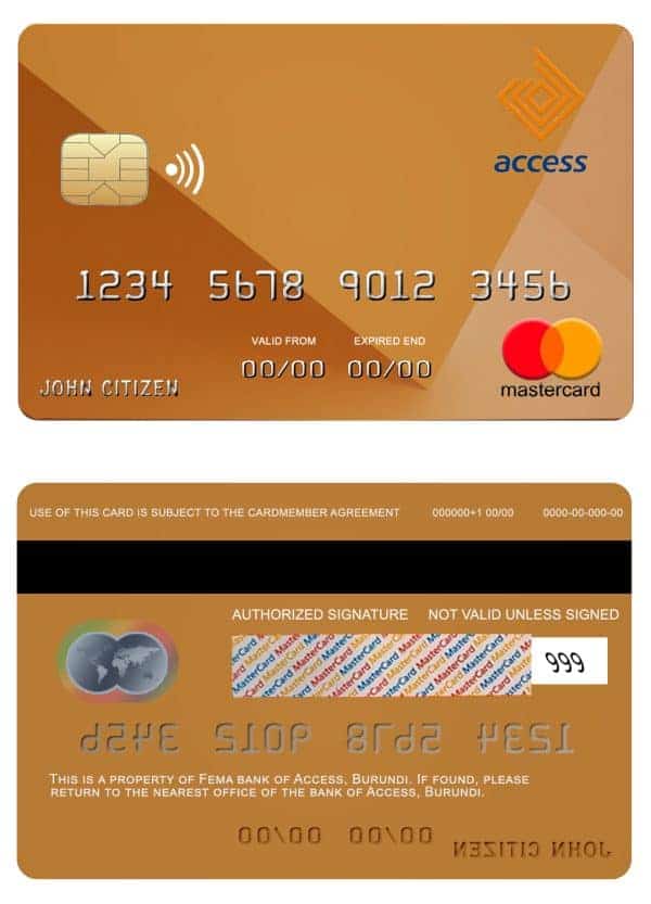 Burundi Access bank mastercard Fillable Burundi Access bank mastercard Templates