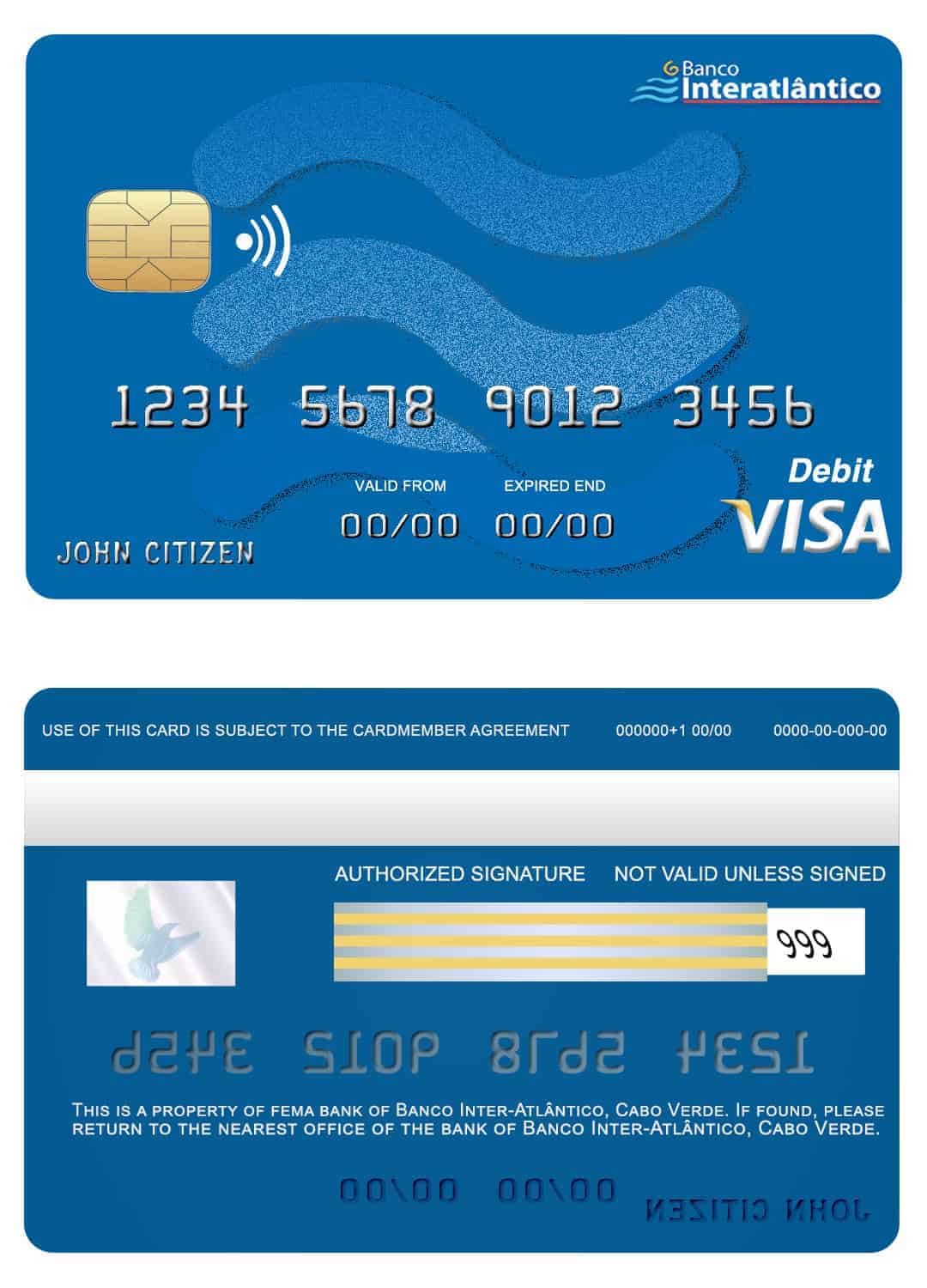 Cabo Verde Banco Inter-Atlântico bank visa card Editable Cabo Verde Banco Inter-Atlântico bank visa card Templates