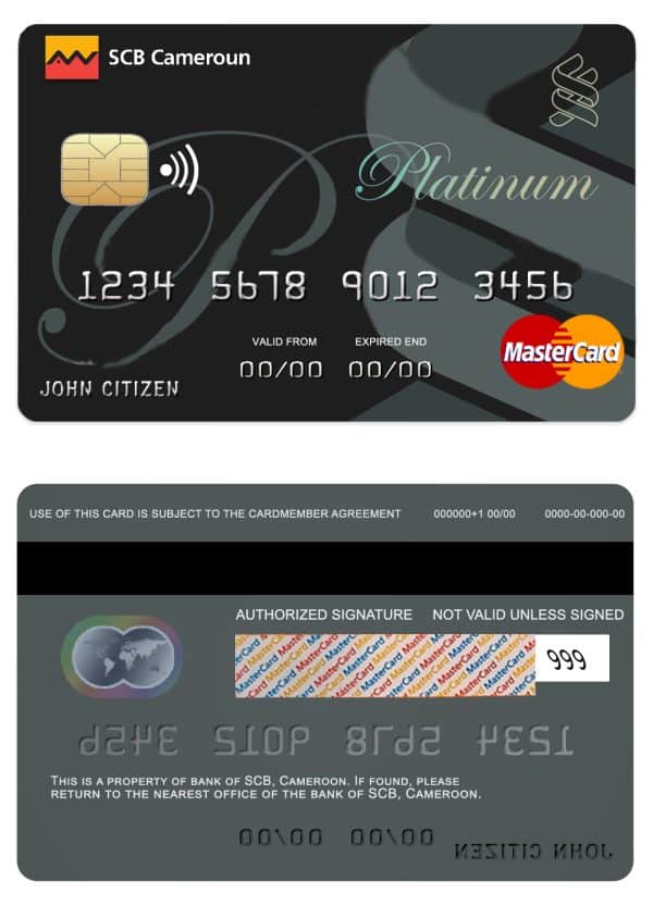 Cameroon SCB bank mastercard credit card Fillable Cameroon SCB bank mastercard credit card Templates