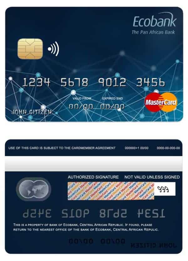 Central African Republic Ecobank mastercard Fillable Central African Republic Ecobank mastercard Templates