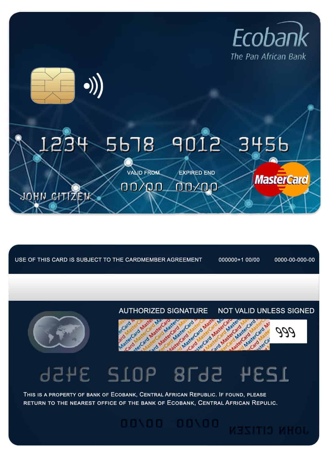 Central African Republic Ecobank mastercard Fillable Central African Republic Ecobank mastercard Templates
