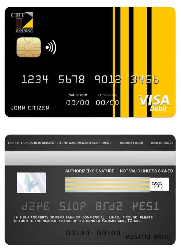 Chad Commercial bank visa card Editable Chad Commercial bank visa card Templates