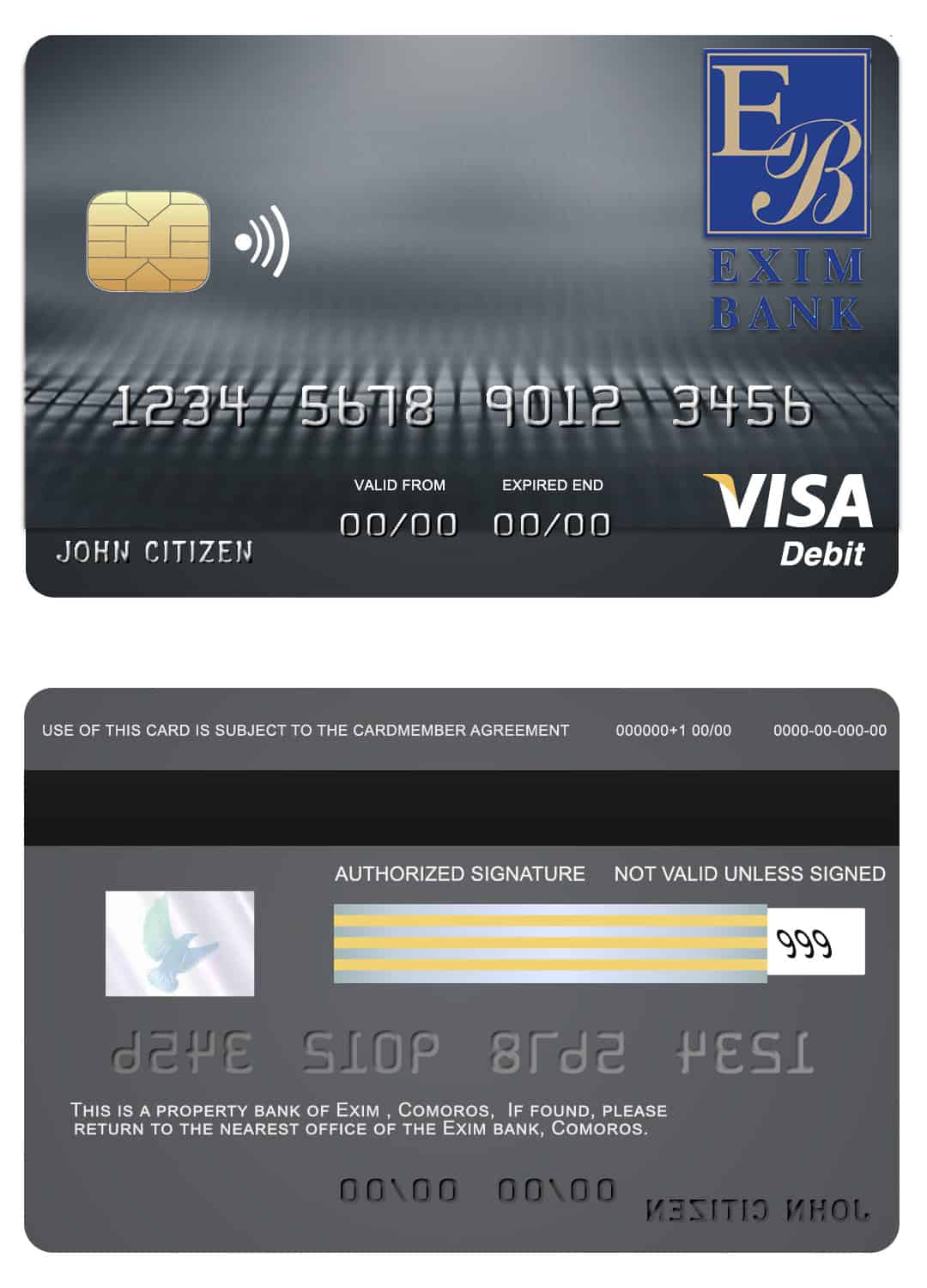 Comoros Exim bank visa debit card Editable Comoros Exim bank visa debit card Templates