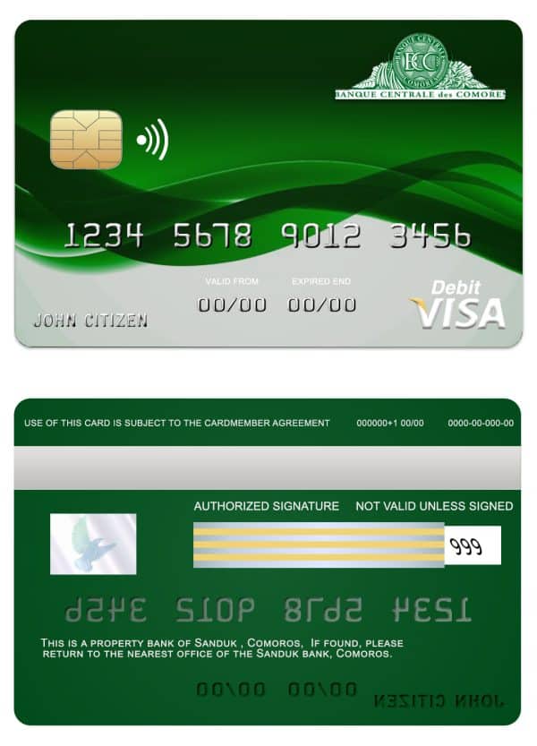 Comoros Sanduk bank visa credit card Editable Comoros Sanduk bank visa credit card Templates