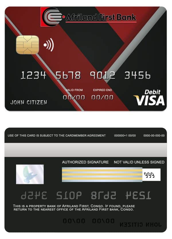 Congo Afriland First bank visa credit card Editable Congo Afriland First bank visa credit card Templates