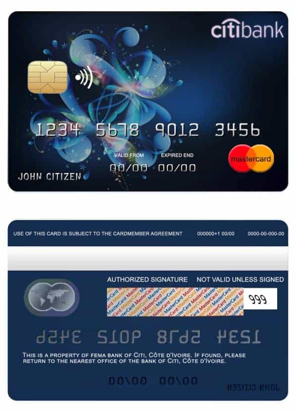 Côte d’Ivoire Citi bank mastercard credit card Fillable Côte d’Ivoire Citi bank mastercard credit card Templates