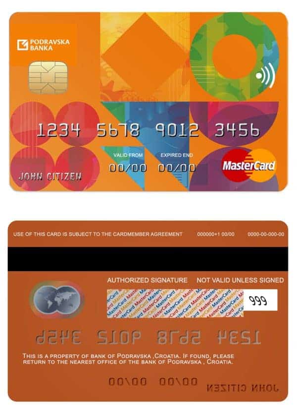 Croatia Podravska bank mastercard credit card Fillable Croatia Podravska bank mastercard credit card Templates